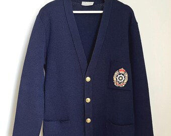 Vintage 1960s Le Minor Wool Cardigan: French Naval Knitwear (Size L)