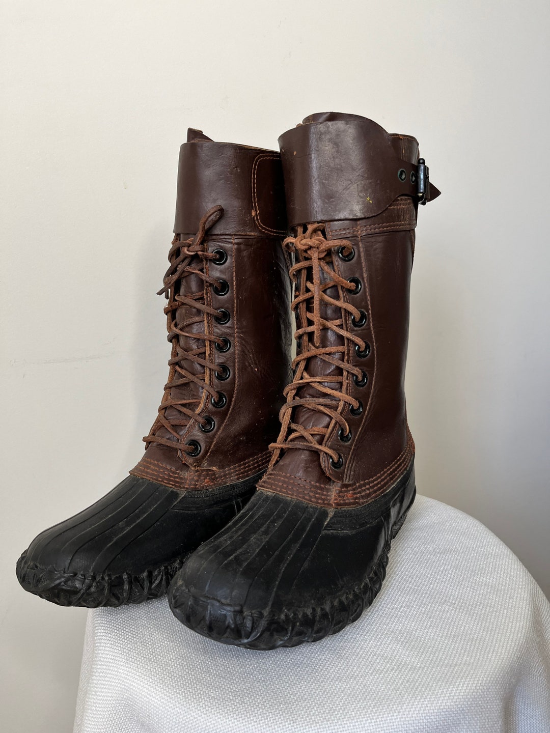 1940s/50s Canadian Military Leather Duck Bill Boots. in Excellent