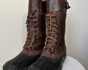 1940s/50s Canadian military leather duck bill boots. In excellent condition for age. Broad arrow stamp on sole. Sz 8 mens.