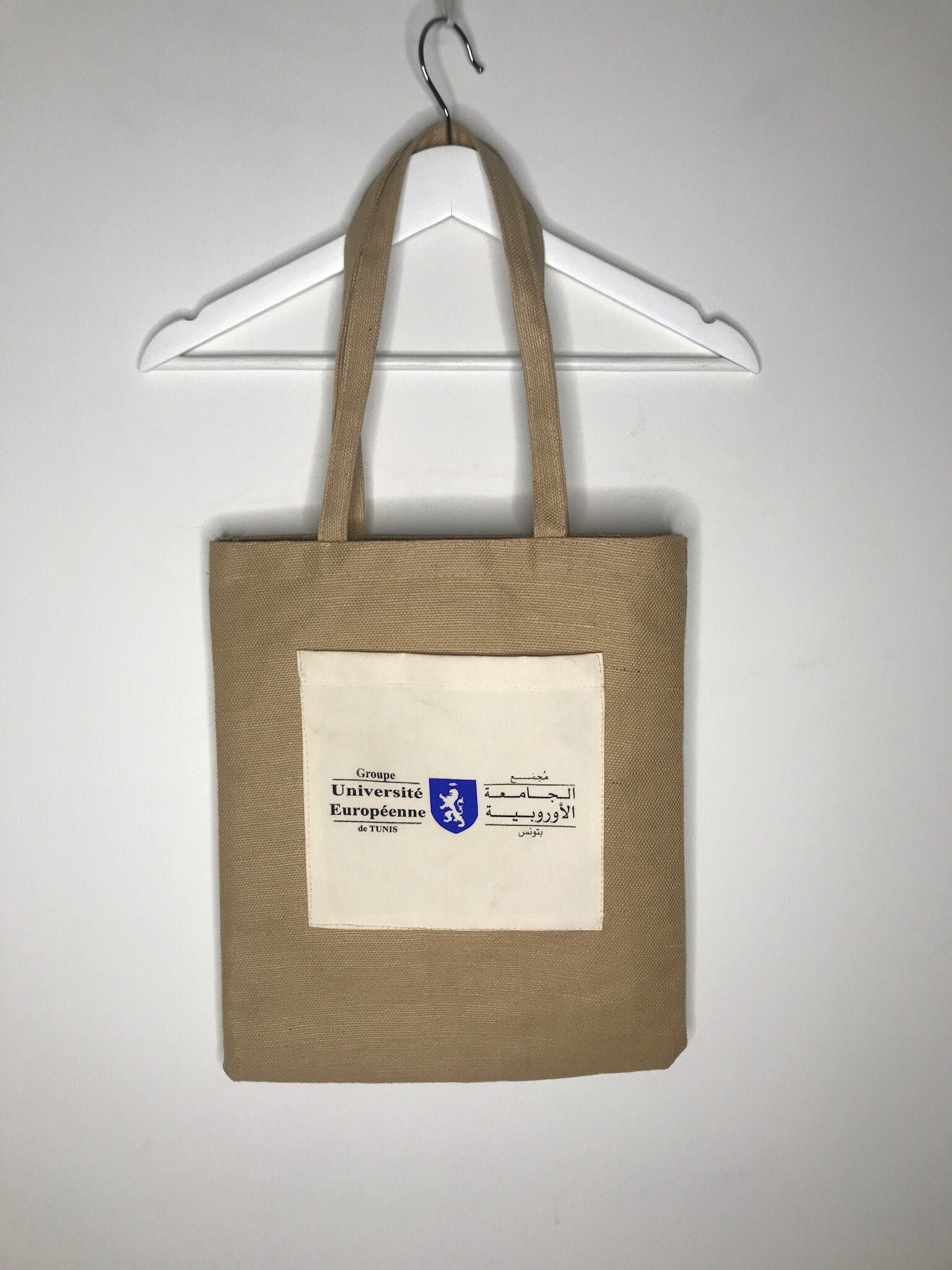 Vintage 1980s University of Tunisia canvas tote bag