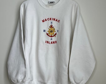 Bluza Lee Jeans Heavyweight z lat 90. Vintage. Wyprodukowano w USA. Rozmiar XL, haft „Mackinac Island”.