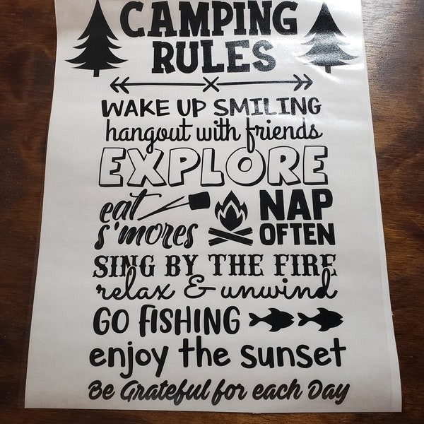 Camping Rules Decal Etsy
