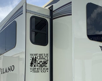 Crazy Camper Vinyl Decal | RV Slide Out, Cooler