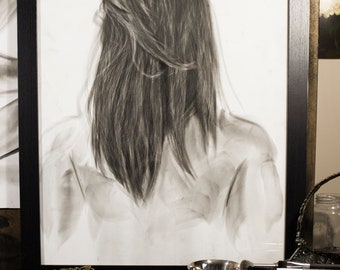 Original Realistic Charcoal Portrait Drawing — Impression