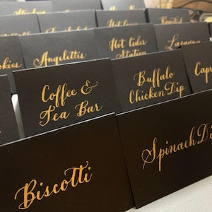 Buffet Essen Label Karten Gastgewerbe Dessert Tisch