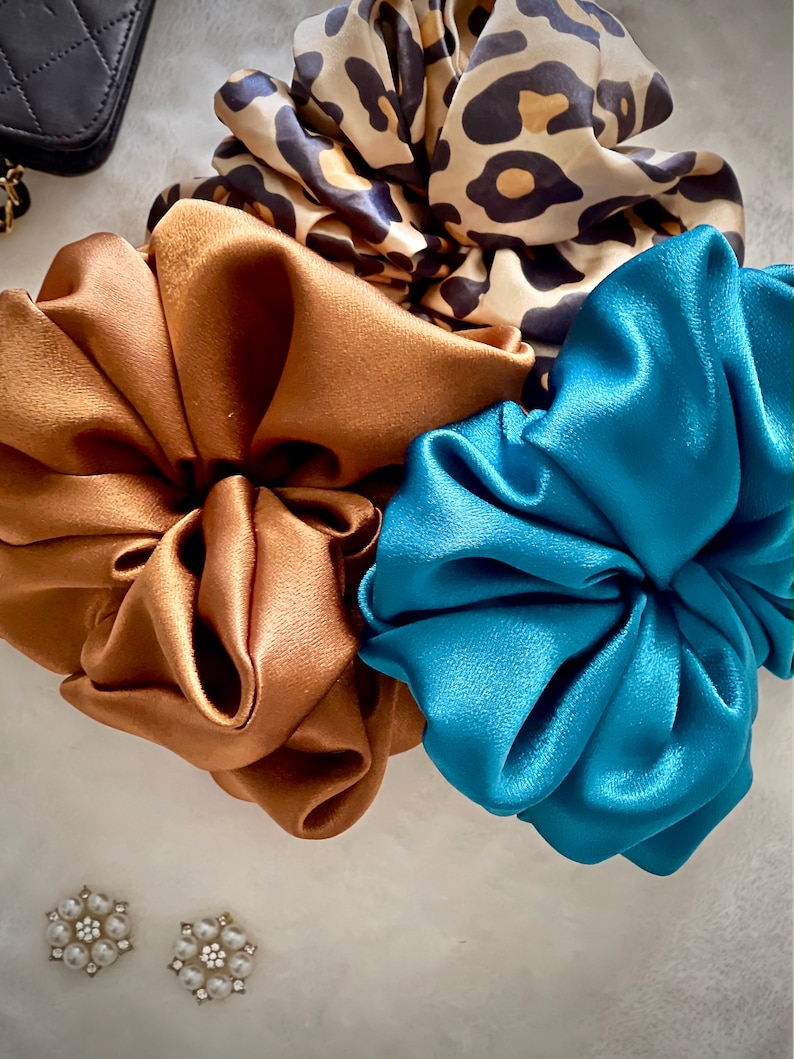 SILK satin Scrunchies / Influencer /Fashion Lover / Instagram / Blogger / oversized scrunchies / bridesmaids / bride / holiday gift image 5