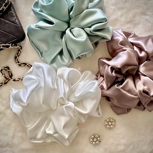 SILK satin Scrunchies / Influencer /Fashion Lover / Instagram / Blogger / oversized scrunchies / bridesmaids / bride / holiday gift image 3