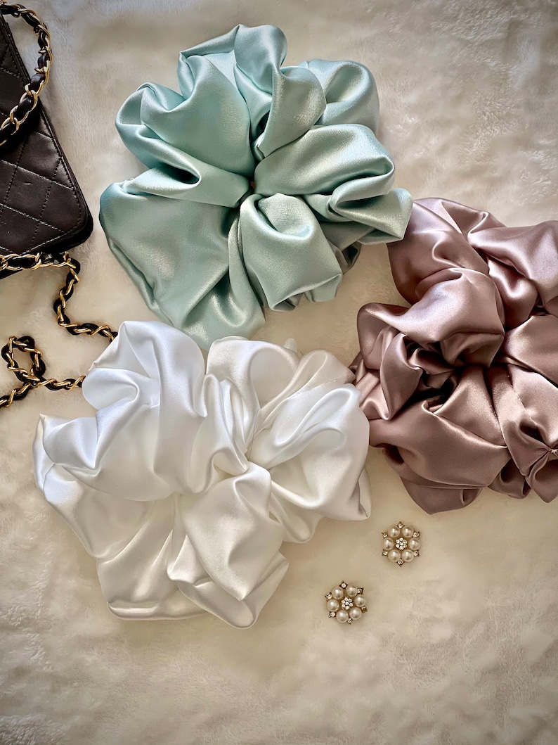 SILK satin Scrunchies / Influencer /Fashion Lover / Instagram / Blogger / oversized scrunchies / bridesmaids / bride / holiday gift image 3