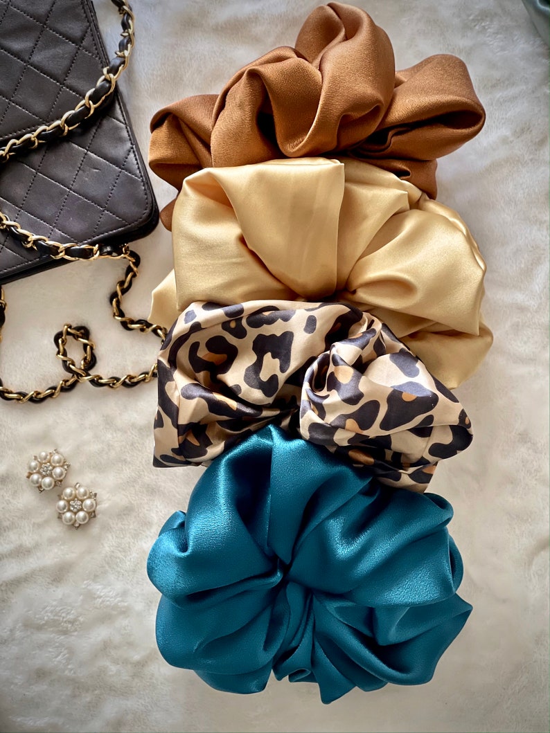 SILK satin Scrunchies / Influencer /Fashion Lover / Instagram / Blogger / oversized scrunchies / bridesmaids / bride / holiday gift image 2