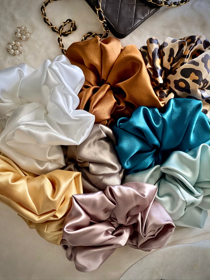 SILK satin Scrunchies / Influencer /Fashion Lover / Instagram / Blogger / oversized scrunchies / bridesmaids / bride / holiday gift image 4