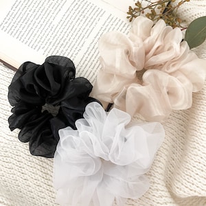 Silky Organza Scrunchies  Oversized Hair Ties Ponytail Holder, Sheer Hair Tie Accessories for Women and Girls, Multiple colors Gift For Her