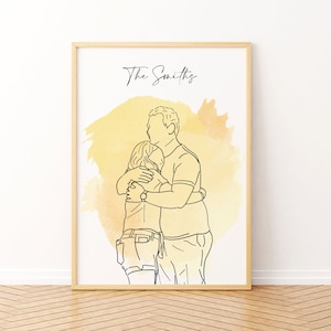 Benutzerdefinierte One-Line-Zeichnung vom Foto, Paar-Portrait, Familien-Portrait, personalisiertes Jubiläumsgeschenk
