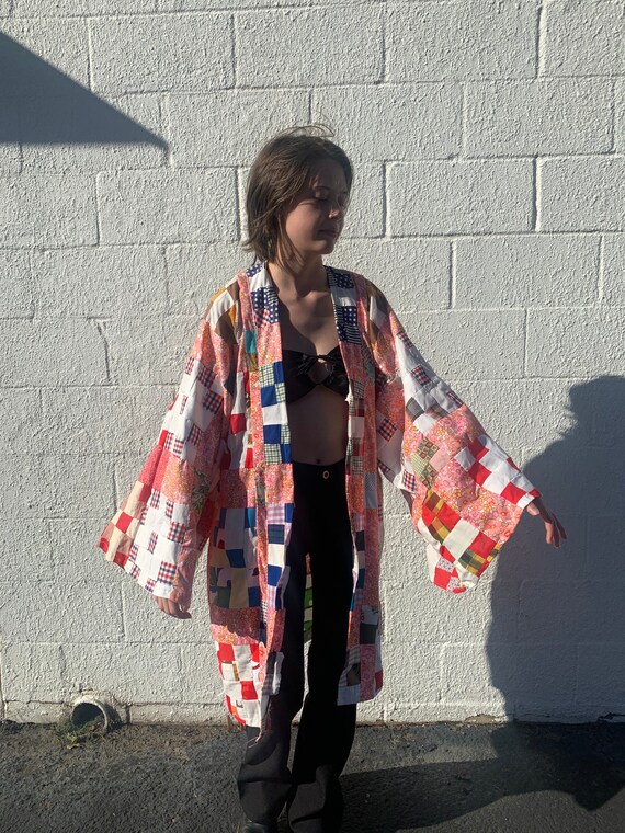 Vintage Handmade Patchwork Kimono Robe