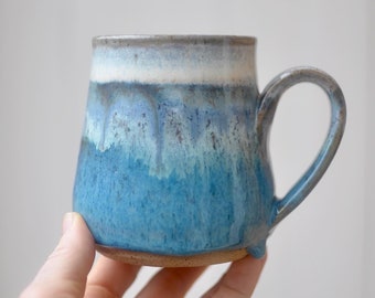 Blue Short Mug - Pottery Mugs - Ceramic Mugs - Handmade Mugs - Small Mugs