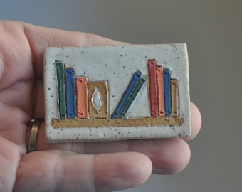 Book Magnets - Rectangular Handmade Magnets - Stocking Stuffer - Ceramic Magnets - Handmade Magnets - Neodymium