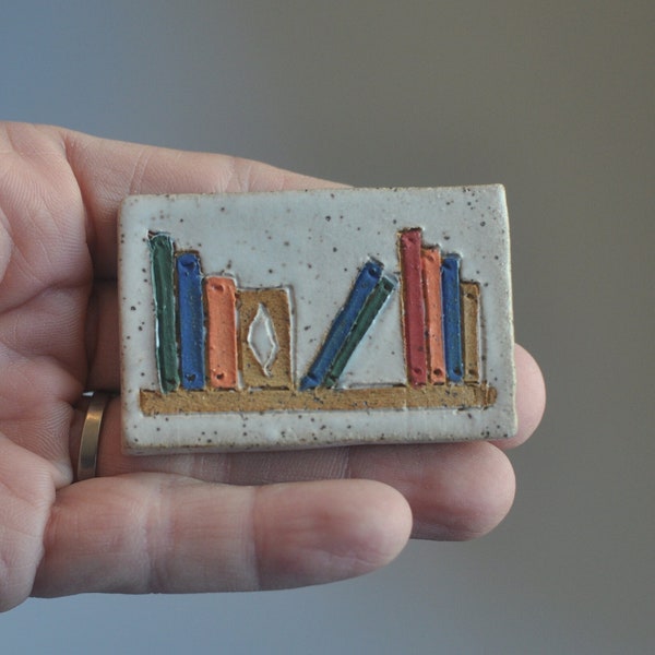 Book Magnets - Rectangular Handmade Magnets - Stocking Stuffer - Ceramic Magnets - Handmade Magnets - Neodymium