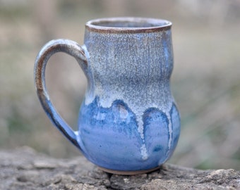 Blue Mug - Pottery Mug - Mug - Wheel-Thrown Mug - Handmade Mug - Coffee Mug