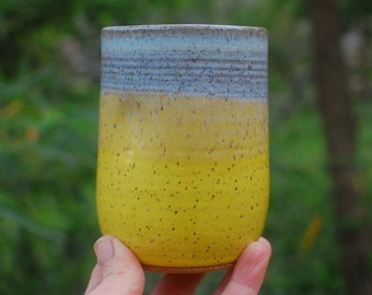 Yellow Tumbler - Small Pottery Tumbler - Handleless Mug - Wheel-Thrown Mug - Handmade Mug - Coffee Mug
