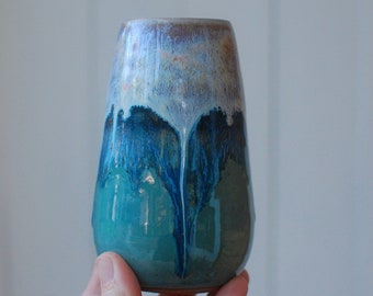 Green and Blue Bud Vase - Small Pottery Vase - Handmade Vase - Ceramic Vase