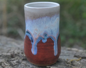 Red Flowy Tumbler - Small Tumbler - Handmade Pottery - Tumblers - Wheel-Thrown Pottery