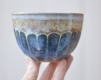 Blue Flowy Bowl - Pottery Bowl - Ceramic Bowl - Wheel-Thrown Bowl