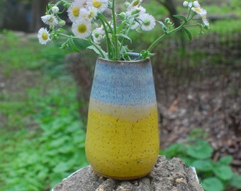 Yellow Speckled Bud Vase - Small Pottery Vase - Handmade Vase - Ceramic Vase