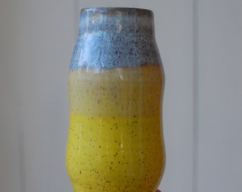 Wavy Yellow Speckled Vase - Small Pottery Vase - Handmade Vase - Ceramic Vase