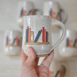 Book Mugs - Pottery Mugs - White Mugs - Handmade Mugs - Ceramic Mugs - Wheel-Thrown Mugs