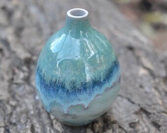 Small Blue Vase - Small Pottery Vase - Handmade Vase - Ceramic Vase