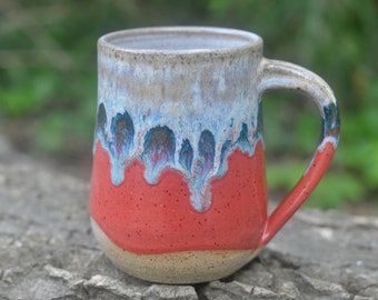 Red Happy Mug - Handmade Mug - Pottery - Wheel-Thrown Pottery