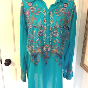 Johnny Was Embroidered Long Sleeve Blouse Size S-M image 1