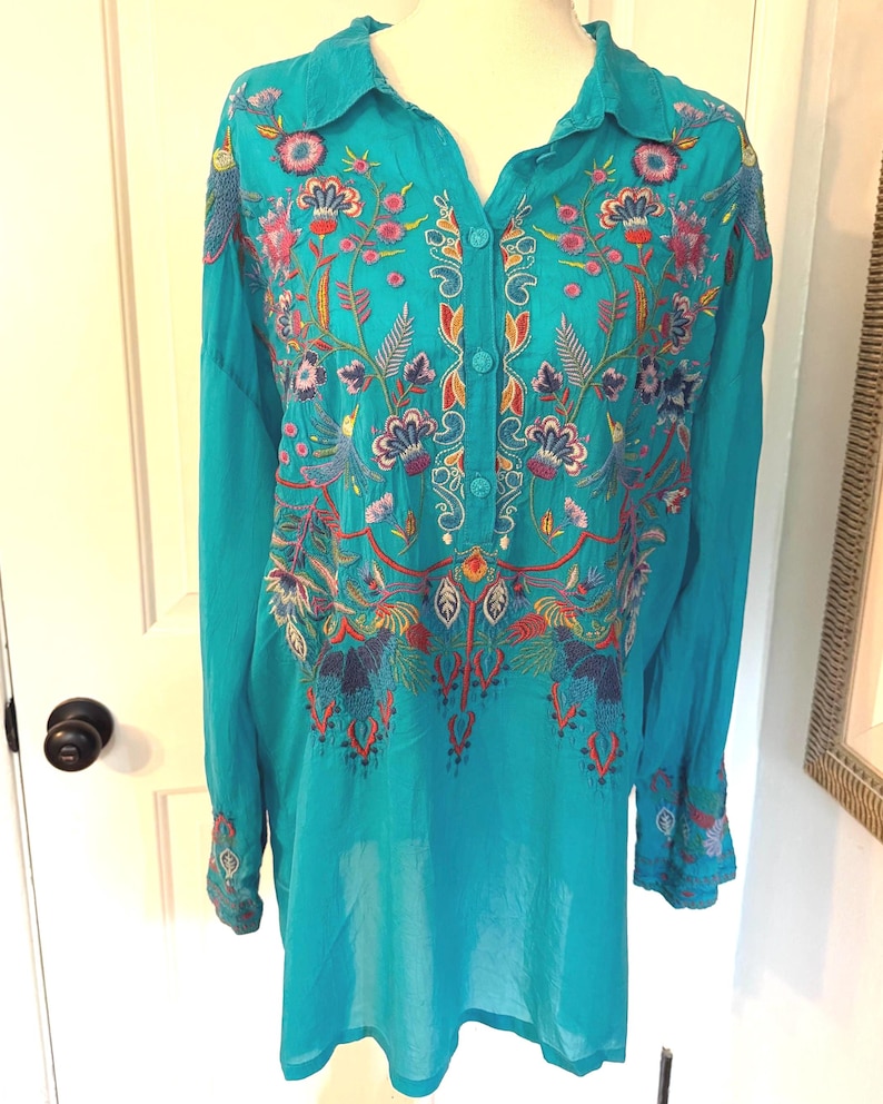 Johnny Was Embroidered Long Sleeve Blouse Size S-M image 1