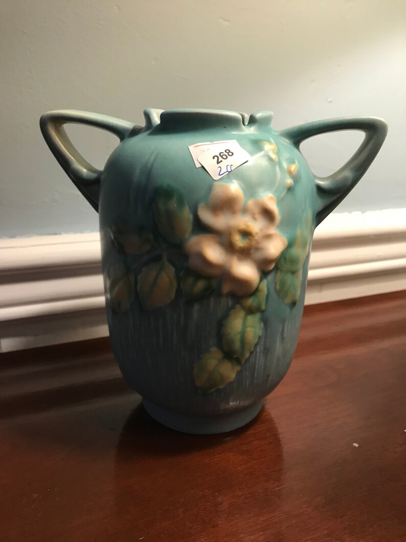 Roseville White Rose Two Handle Vase 9796. B Etsy