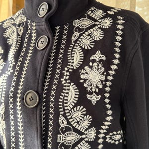 Vintage Johnny war schwarz bestickte Liebe, Freude leichte 3/4 Ärmeljacke Sm Bild 12
