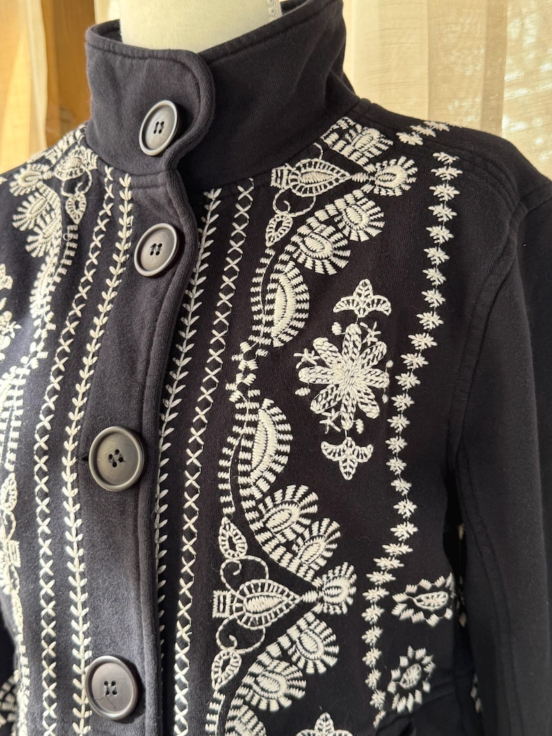 Vintage Johnny war schwarz bestickte Liebe, Freude leichte 3/4 Ärmeljacke Sm Bild 12