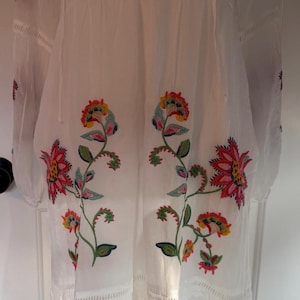 NWT Johnny Was - White Cotton Dress Floral Embroidered Size S With Slip image 1