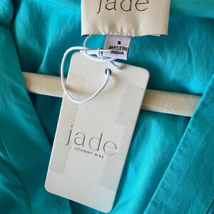 NWT Jade de Johnny Was Vestido largo bordado azul/turquesa Manga larga S imagen 11