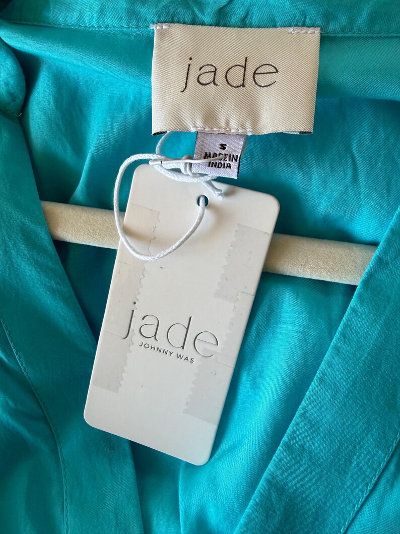 NWT Jade de Johnny Was Vestido largo bordado azul/turquesa Manga larga S imagen 11