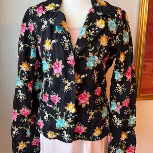 GORGEOUS Johnny Was Floral Embroidered Button Jacket Black SZ S Long Sleeve image 17
