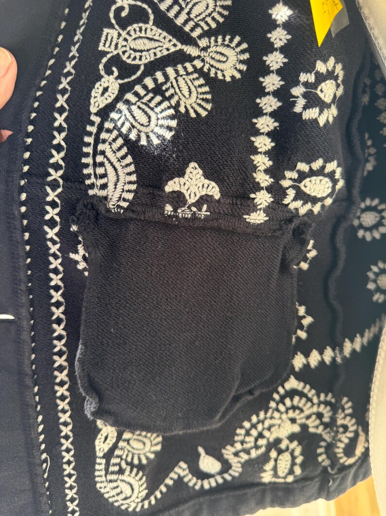 Vintage Johnny war schwarz bestickte Liebe, Freude leichte 3/4 Ärmeljacke Sm Bild 16