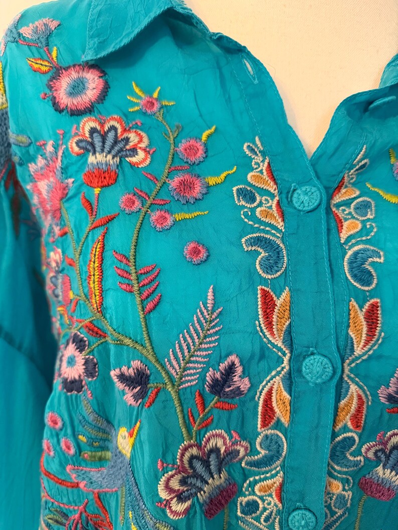 Johnny Was Embroidered Long Sleeve Blouse Size S-M image 3