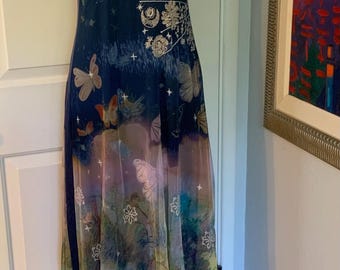 NWT Johnny Was Aurelius Maxi Dress Sheer Lined Embroidered Butterfly Size S