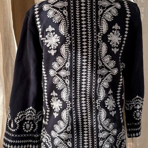 Vintage Johnny war schwarz bestickte Liebe, Freude leichte 3/4 Ärmeljacke Sm Bild 17