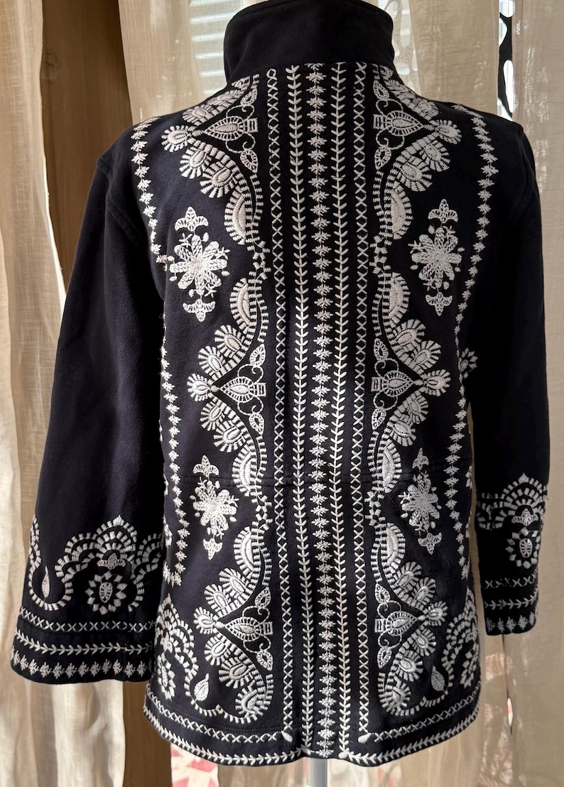 Vintage Johnny war schwarz bestickte Liebe, Freude leichte 3/4 Ärmeljacke Sm Bild 17