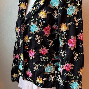 GORGEOUS Johnny Was Floral Embroidered Button Jacket Black SZ S Long Sleeve image 16