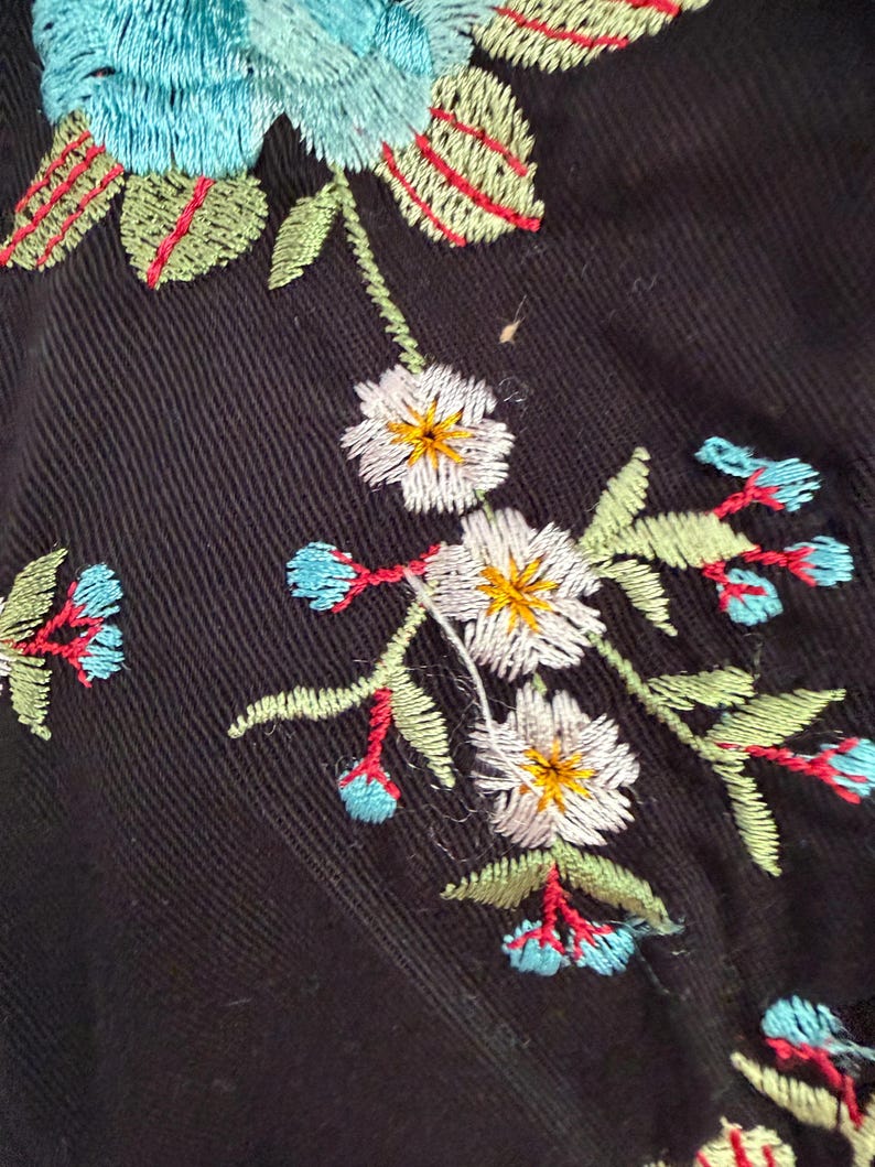 GORGEOUS Johnny Was Floral Embroidered Button Jacket Black SZ S Long Sleeve image 12