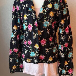 GORGEOUS Johnny Was Floral Embroidered Button Jacket Black SZ S Long Sleeve image 1