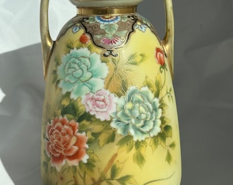 Japanese Nippon Vase Green Wreath Morimura Brothers