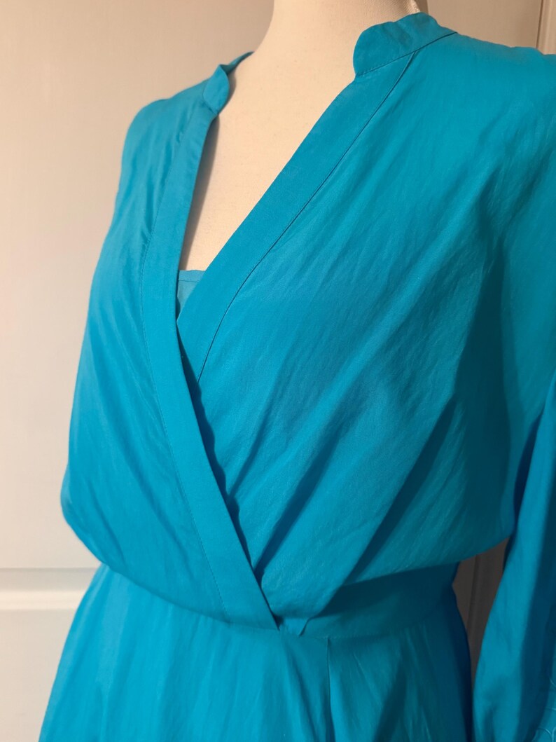 NWT Jade de Johnny Was Vestido largo bordado azul/turquesa Manga larga S imagen 2