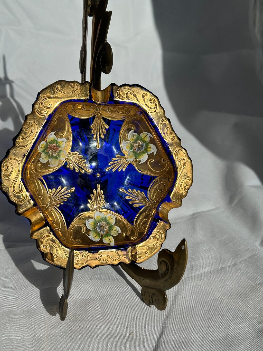 Blue Murano Hand Painted Glass Ashtray - Etsy